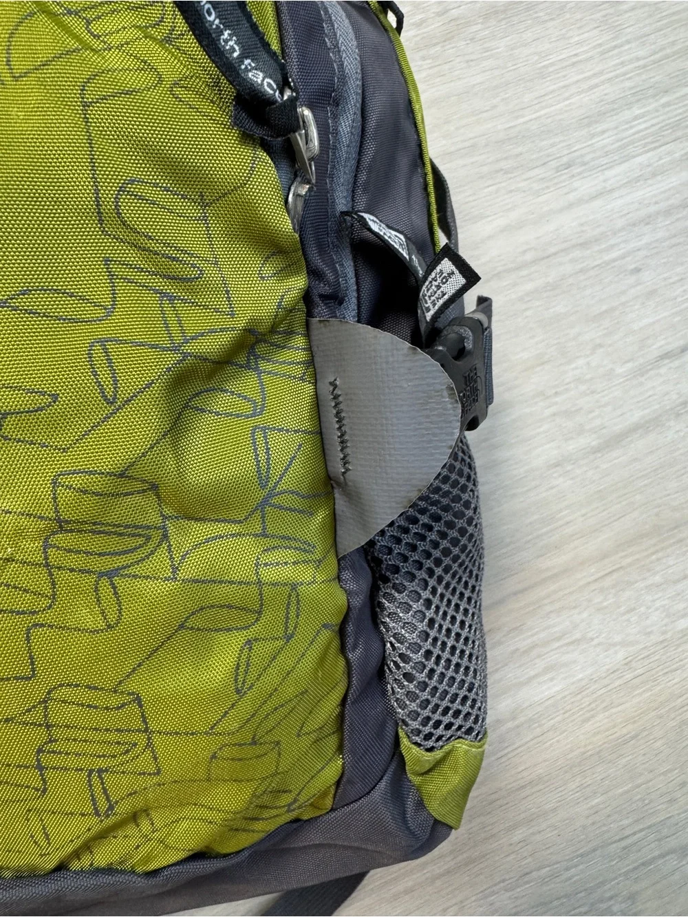 The North Face Backpack Lime Green Gray Mesh Side Pockets Unisex